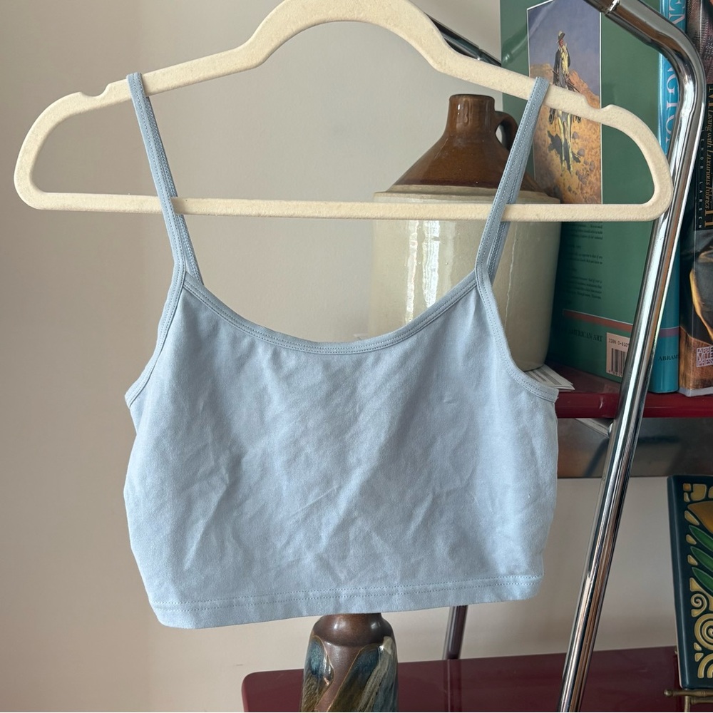 Light Blue Spaghetti Strap Crop Top